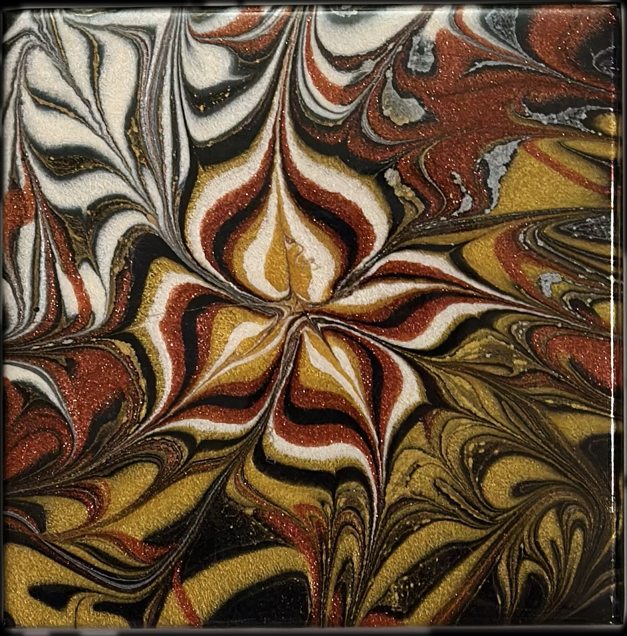 Autumn Starburst epoxy resin art