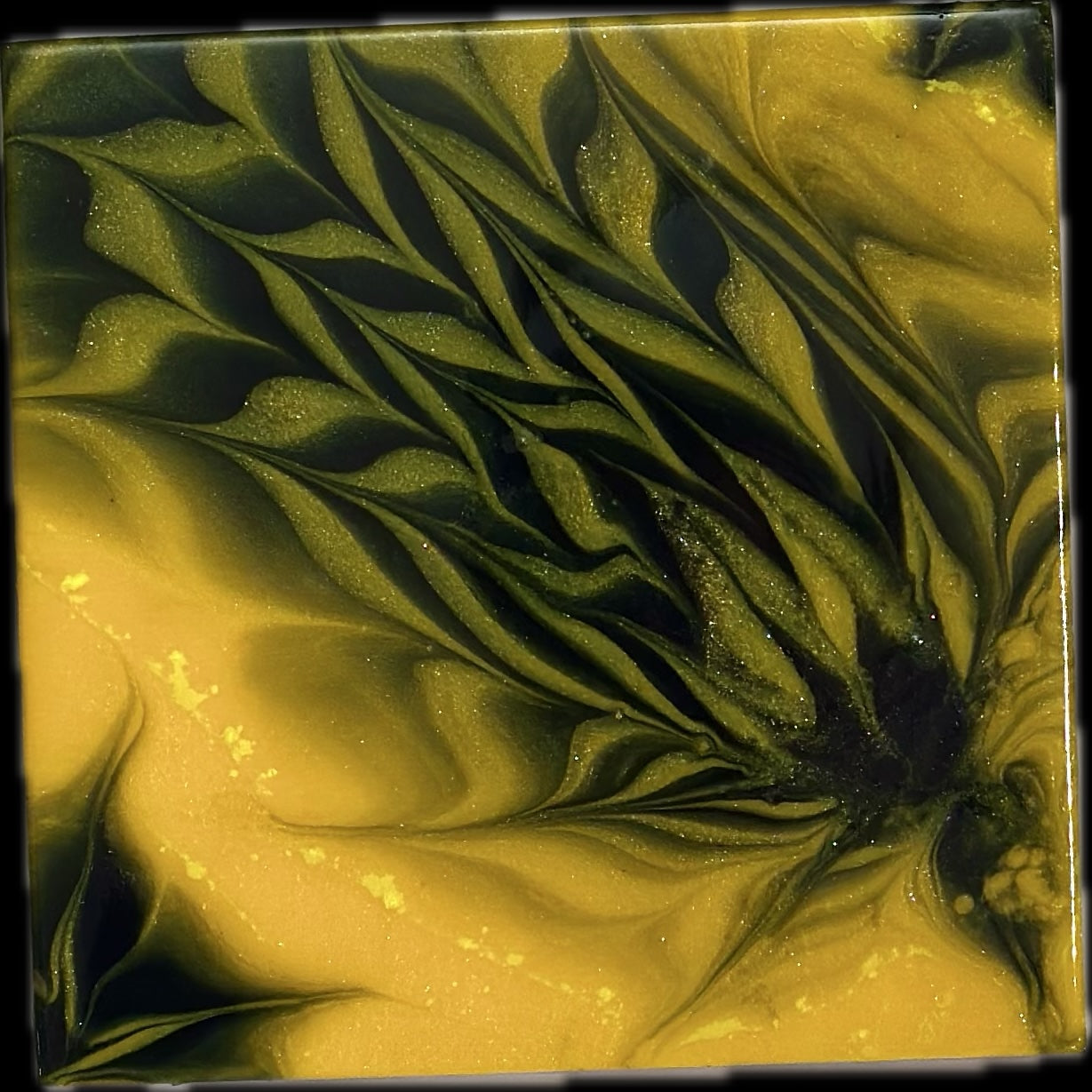 Golden Kelp Bloom epoxy resin art